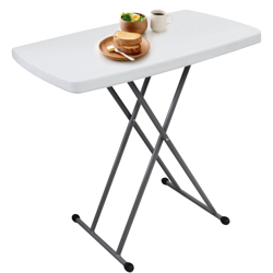 Todeco - Tavolo Pieghevole Regolabile, Tavolo Compatto E Pieghevole, 76 x 50 x 51/63/74 cm, Bianco, Materiale: HDPE, Acciaio características