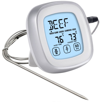 Termometri per alimenti Schermo tattile impermeabile Timer Cucina Termometri elettronici Sonda Temperatura Termometro per carne alla griglia Con