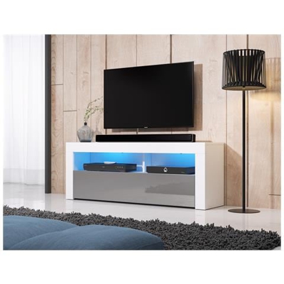 Mobile Tv Moderno Ed Elegante Nuntak Bianco / grigio Lucido 140cm Led