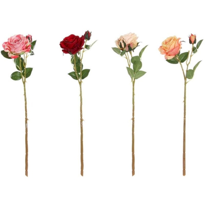 Fiori Decorativi Arancio Rosa Bordeaux Stoffa Polietilene (4 pcs) - Dkd Home Decor