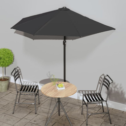 Ombrellone Balcone Palo in Alluminio Nero 270x135x245cm a Metà - Nero - Vidaxl precio