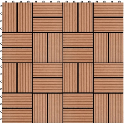 vidaXL Piastrelle per Decking in WPC 11 pz 30x30cm 1mq Marrone - Marrone