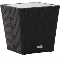 Tavolino Nero 41,5x41,5x43 cm in Polyrattan e Vetro Temperato - Nero - Vidaxl en oferta