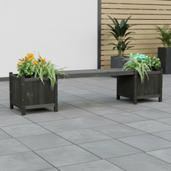 Melko panca da giardino nera con 2 fioriere in legno parco panca in legno panca panca in legno panca ad angolo ?? en oferta