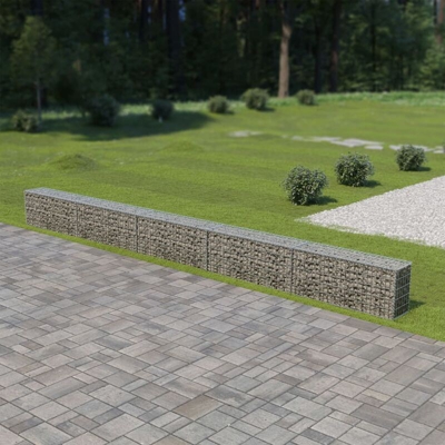 YOUTHUP Gabbione con Copertura in Acciaio Zincato 600x30x50 cm - Argento