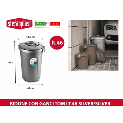 Bidone Con Ganci Tom Lt.46 Silver/Silver