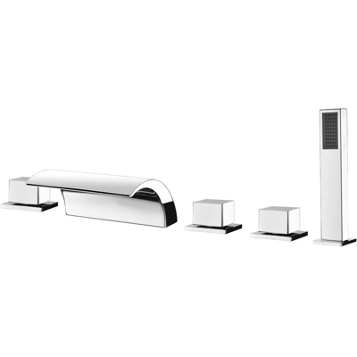 Chrome 5 Set Miscelatore Monocomando Miscelatore ad Miscelatore Monocomando Rubinetto per Cascata con Doccia a Mano Sistema di Doccia per Vasca da