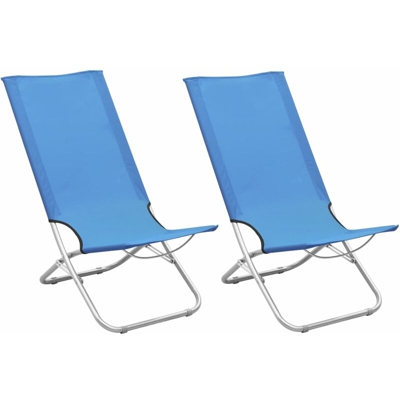 Sedie da Spiaggia Pieghevoli 2 pz in Tessuto Blu - Blu - Vidaxl