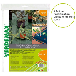 5 teli per pacciamatura in pp 100 gr/mq ciascuno da metri 2,1x5 colore nero/verde en oferta