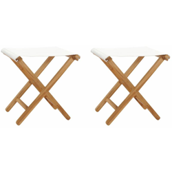 YOUTHUP Sedie Pieghevoli 2 pz in Legno di Teak e Tessuto Bianco Crema - crema características