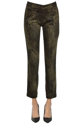 Animal print velvet chino trousers
