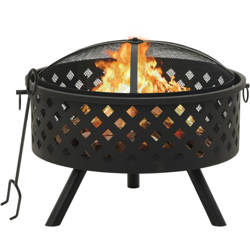 vidaXL Braciere con Attizzatoio 68 cm XXL in Acciaio - Nero precio