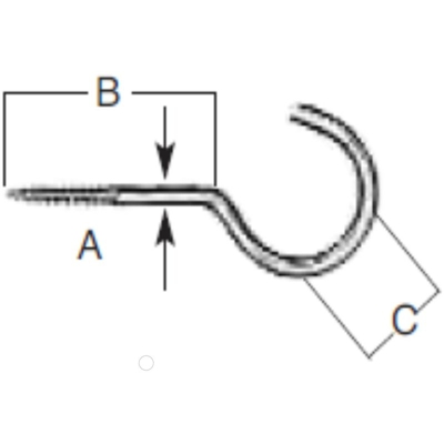 4 GANCI A VITE 3,5x25x14MM IN OTTONE LUCIDO - Oreca