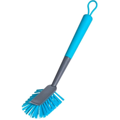 EDM - Spazzola per lavastoviglie con manico antiscivolo grigio e turchese