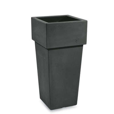 Cache pot quadrato in resina 'Gemini' h. 100 cm. Antracite