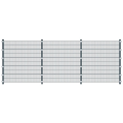 Pannello di Recinzione con Pali 6x2 m Grigio Antracite - Grigio - Youthup