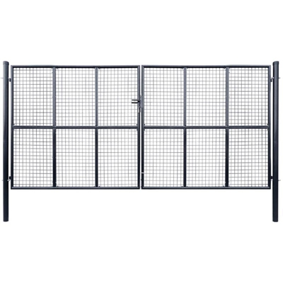 Cancello per Giardino in Acciaio Zincato Grigio 400x175 cm - Grigio - Youthup
