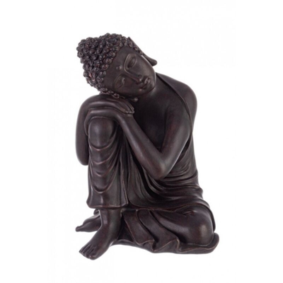 Statua decorativa in poli resina 'Buddha dormiente' per veranda e giardino h 31 cm