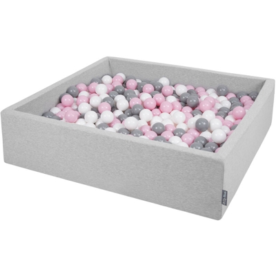 120X30cm/600 Palline ? 7CM Quadrato Piscina Di Palline Colorate Per Bambini Fabbricato In EU, Grigio Chiaro:Bianco/Grigio/Rosa Chiaro - grigio