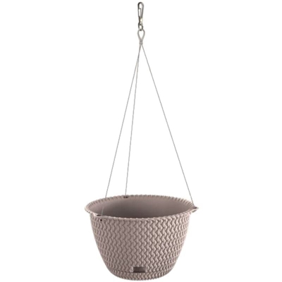 Vaso di fiori rotonda sospesa 3L Splofy di plastica in colore mocca, Ø23 x 14,5 cm - Prosperplast