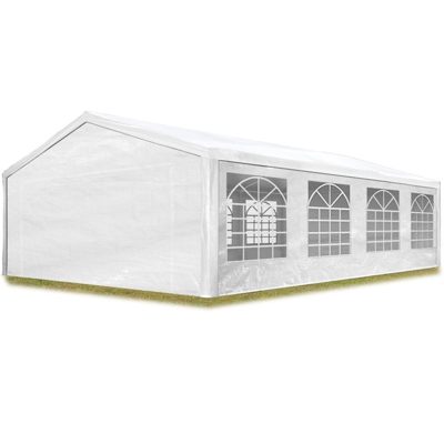 Tendone per Feste Gazebo 5x8 m bianco PE 180g/m² Impermeabile Protezione UV Tenda Giardino Sagre Eventi Mercati Esterno