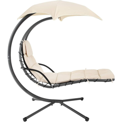 Sedia Sospesa con Supporto e Parasole, Sedia a Sdraio, Poltrona Sospesa con Materassino di 5 cm, Sedia ad Altalena, Capacità di Carico di 150 kg, per precio