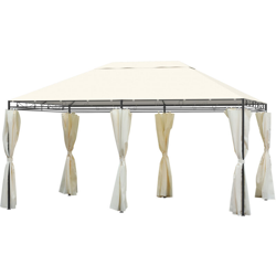 Gazebo Rettangolare con Struttura in Metallo Robusto e Teli Laterali Crema 4x3m - Outsunny precio