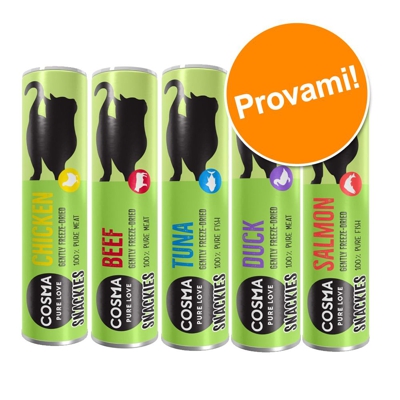 Set prova misto! Cosma Snackies - 116 g, 5 gusti assortiti (Pollo, Tonno, Anatra, Salmone e Manzo)