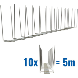 Pestsystems - 5 metri Dissuasori di picchi anti-piccione V2A-Titan con base di acciaio inossidabile -2-striscia di Picchi antipiccione la soluzione en oferta