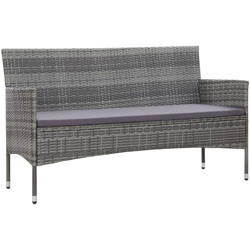 vidaXL Divano da Giardino a 3 Posti con Cuscini Grigio in Polyrattan - Grigio precio
