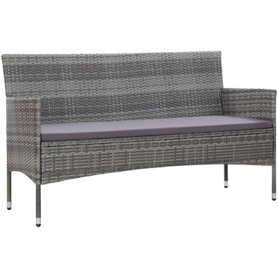 vidaXL Divano da Giardino a 3 Posti con Cuscini Grigio in Polyrattan - Grigio