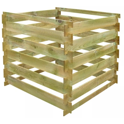 Compostiera da Giardino a Doghe Quadrata 0,54 m3 in Legno