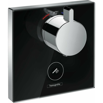 Shower ShowerSelect Termostato in vetro HighFlow, da incasso, 1 consumatore, uscita supplementare, colorazione: cromo/nero - 15735600 - Hansgrohe