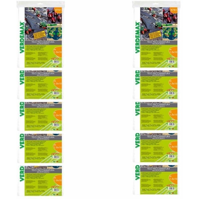 Verdemax 10 pezzi telo per pacciamatura in pe microforato ciascuno metri 1,5x10