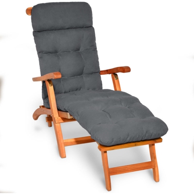 Beautissu Cuscino per sedie a Sdraio Flair DC - Extra Comfort per Sedia a Dondolo e poltrone da Giardino Grigio grafite
