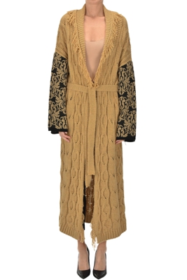Textured knit maxi cardigan