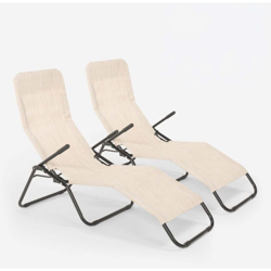 2 lettini sdraio pieghevole basculante in acciaio spiaggia giardino Pasha | Beige características