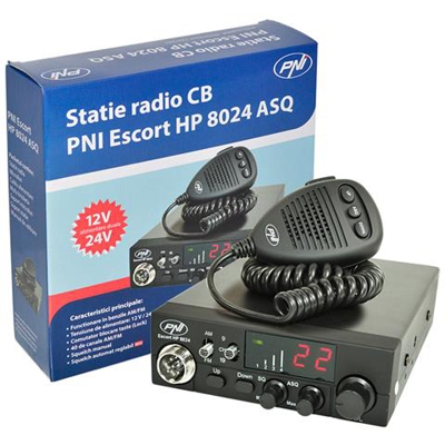 Cb Radio Escort Hp 8024 Regolabile Asq, 12-24 V, 4w Am / fm