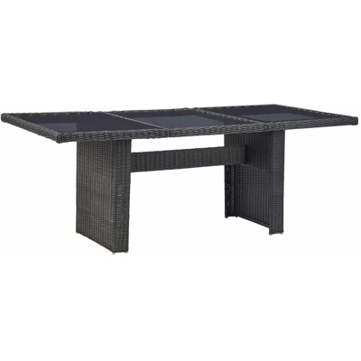 YOUTHUP Tavolo da Giardino Nero 200x100x74 cm in Vetro e Polyrattan - Nero