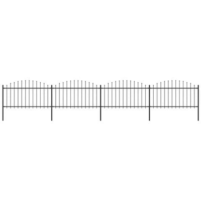 Recinzione Giardino Punta A Lancia (1,25-1,5) x3,4m Acciaio Nero