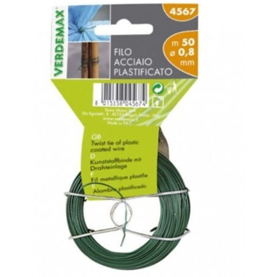 FILO TONDO IN ACCIAIO PLASTIFICATO - 50M / Ø0,8MM - Verdemax