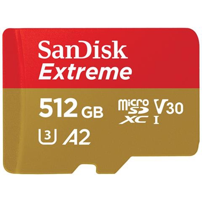 Scheda di Memoria MicroSDXC Extreme 512 GB UHS-I di Classe 10 Velocità 160 MB / s con Adattatore