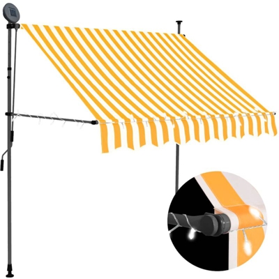 vidaXL Tenda da Sole Retrattile Manuale con LED 100 cm Bianco e Arancione - Multicolore