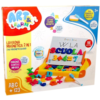 Bakaji - LAVAGNA MAGNETICA PLAYSET IN VALIGETTA LAVAGNETTA MAGICA 52 PEZZI 2 IN 1 IMPARO