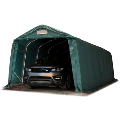 Tenda Garage 3,3x8,4 m Tenda per il bestiame Tenda Capannone in PVC ca. 550 g/m² e stabile costruzione in acciaio verde