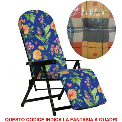 Sedia a sdraio con cuscino in cotone a quadroni