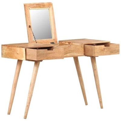 Tavolo Da Trucco Con Specchio 112x45x76 Cm Massello Di Acacia