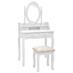 Tavolo Da Trucco E Sgabello Bianco 75x69x140 Cm Legno Paulownia características
