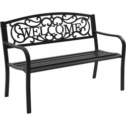 Panca da Parco in Metallo, Panchina da Giardino in Stile Antico, Panchina da Esterno con Braccioli,127 x 63,5 x 89 cm (nero) en oferta