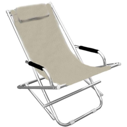 Sedia a sdraio dondolino pieghevole spiaggina cuscino braccioli prendisole beige en oferta